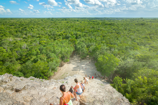 Sisterhood on Ancient Pyramid in Yucatan